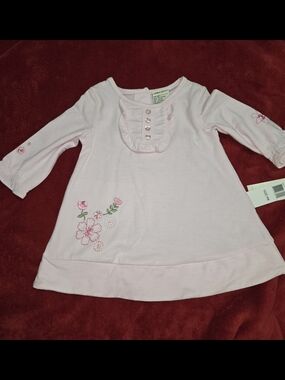Long-Sleeve Pink Floral Ruffle Bib Dress for Kids